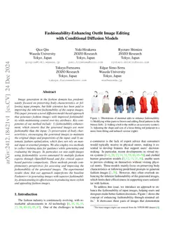 Fashionability-Enhancing Outfit Image Editing with Conditional Diffusion
  Models