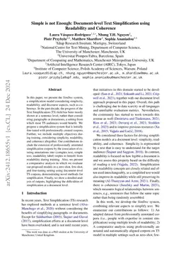 Simple is not Enough: Document-level Text Simplification using
  Readability and Coherence