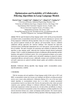 Optimization and Scalability of Collaborative Filtering Algorithms in
  Large Language Models
