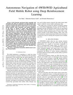 Autonomous Navigation of 4WIS4WID Agricultural Field Mobile Robot using
  Deep Reinforcement Learning