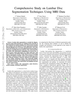 Comprehensive Study on Lumbar Disc Segmentation Techniques Using MRI
  Data