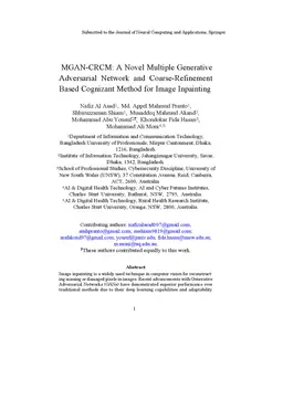 MGAN-CRCM: A Novel Multiple Generative Adversarial Network and
  Coarse-Refinement Based Cognizant Method for Image Inpainting