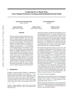 Comparing Few to Rank Many: Active Human Preference Learning using
  Randomized Frank-Wolfe