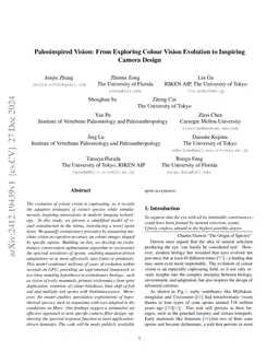 Paleoinspired Vision: From Exploring Colour Vision Evolution to
  Inspiring Camera Design
