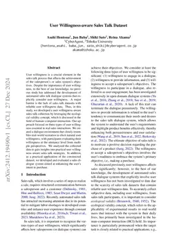 User Willingness-aware Sales Talk Dataset