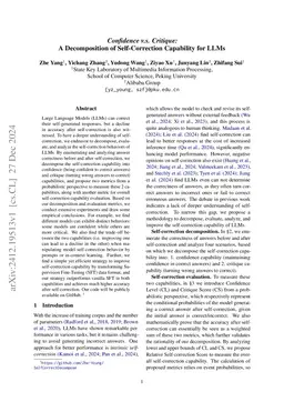 Confidence v.s. Critique: A Decomposition of Self-Correction Capability
  for LLMs
