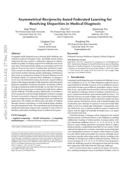 Asymmetrical Reciprocity-based Federated Learning for Resolving
  Disparities in Medical Diagnosis