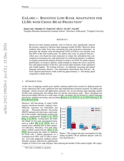 GaLore$+$: Boosting Low-Rank Adaptation for LLMs with Cross-Head Projection