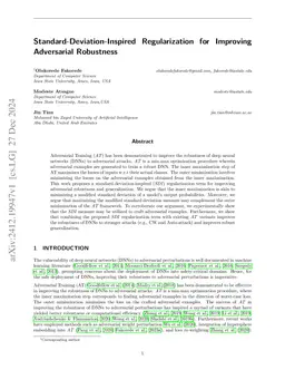 Standard-Deviation-Inspired Regularization for Improving Adversarial Robustness