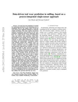 Data-driven tool wear prediction in milling, based on a process-integrated single-sensor approach