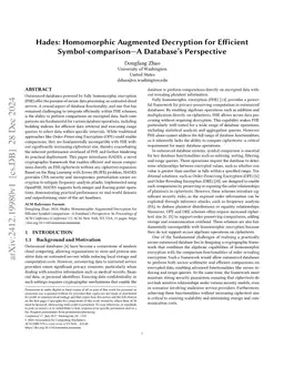 Hades: Homomorphic Augmented Decryption for Efficient Symbol-comparison -- A Database's Perspective