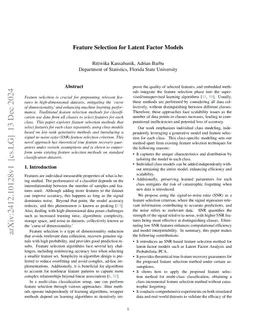Feature Selection for Latent Factor Models