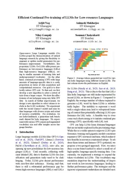 Efficient Continual Pre-training of LLMs for Low-resource Languages