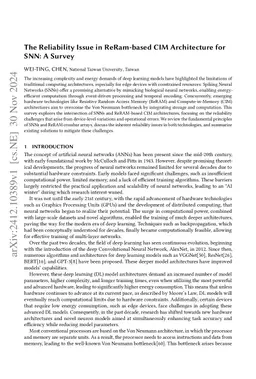 The Reliability Issue in ReRam-based CIM Architecture for SNN: A Survey