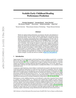 Scalable Early Childhood Reading Performance Prediction