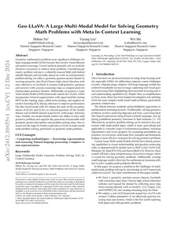 Geo-LLaVA: A Large Multi-Modal Model for Solving Geometry Math Problems
  with Meta In-Context Learning