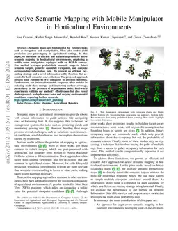 Active Semantic Mapping with Mobile Manipulator in Horticultural
  Environments