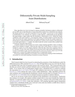 Differentially Private Multi-Sampling from Distributions