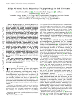 Edge AI-based Radio Frequency Fingerprinting for IoT Networks