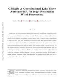 CESAR: A Convolutional Echo State AutoencodeR for High-Resolution Wind
  Forecasting