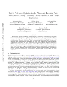 Hybrid Preference Optimization for Alignment: Provably Faster
  Convergence Rates by Combining Offline Preferences with Online Exploration