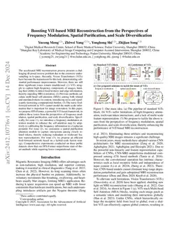 Boosting ViT-based MRI Reconstruction from the Perspectives of Frequency
  Modulation, Spatial Purification, and Scale Diversification