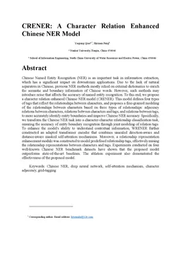 CRENER: A Character Relation Enhanced Chinese NER Model