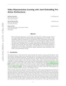 Video Representation Learning with Joint-Embedding Predictive
  Architectures