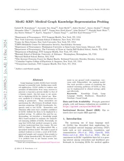 MedG-KRP: Medical Graph Knowledge Representation Probing