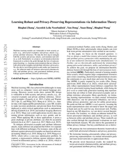 Learning Robust and Privacy-Preserving Representations via Information
  Theory