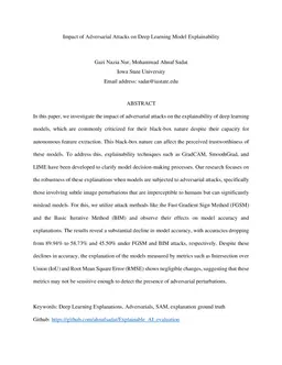 Impact of Adversarial Attacks on Deep Learning Model Explainability