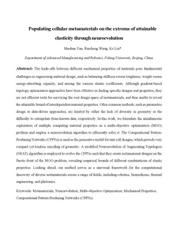 Populating cellular metamaterials on the extrema of attainable elasticity through neuroevolution