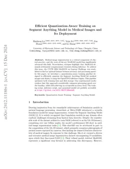 Efficient Quantization-Aware Training on Segment Anything Model in
  Medical Images and Its Deployment
