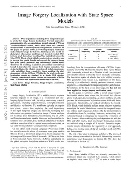 Image Forgery Localization with State Space Models