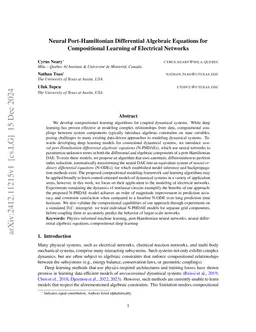 Neural Port-Hamiltonian Differential Algebraic Equations for Compositional Learning of Electrical Networks