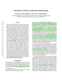 Distribution-Consistency-Guided Multi-modal Hashing