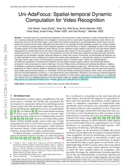 Uni-AdaFocus: Spatial-temporal Dynamic Computation for Video Recognition