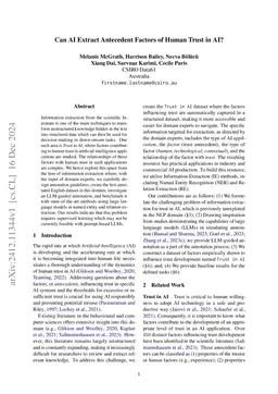 Can AI Extract Antecedent Factors of Human Trust in AI? An Application
  of Information Extraction for Scientific Literature in Behavioural and
  Computer Sciences