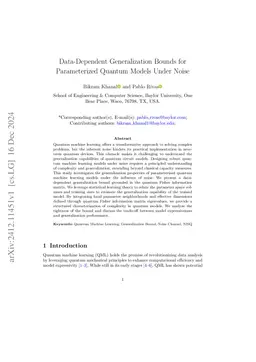 Data-Dependent Generalization Bounds for Parameterized Quantum Models Under Noise