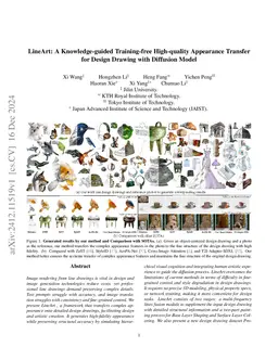 LineArt: A Knowledge-guided Training-free High-quality Appearance
  Transfer for Design Drawing with Diffusion Model