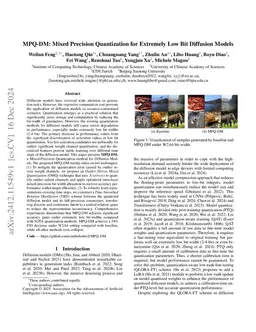 MPQ-DM: Mixed Precision Quantization for Extremely Low Bit Diffusion
  Models