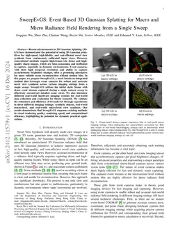 SweepEvGS: Event-Based 3D Gaussian Splatting for Macro and Micro Radiance Field Rendering from a Single Sweep