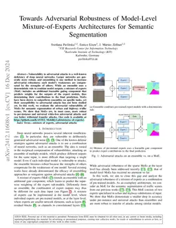 Towards Adversarial Robustness of Model-Level Mixture-of-Experts
  Architectures for Semantic Segmentation