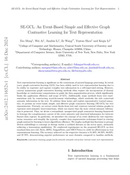 SE-GCL: An Event-Based Simple and Effective Graph Contrastive Learning
  for Text Representation