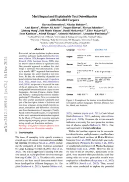 Multilingual and Explainable Text Detoxification with Parallel Corpora