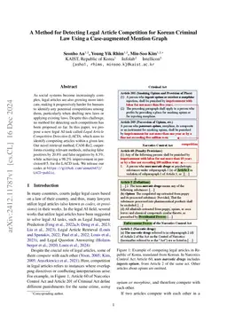 A Method for Detecting Legal Article Competition for Korean Criminal Law
  Using a Case-augmented Mention Graph