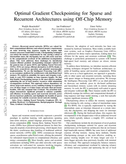 Optimal Gradient Checkpointing for Sparse and Recurrent Architectures
  using Off-Chip Memory