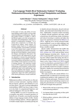 Can Language Models Rival Mathematics Students? Evaluating Mathematical
  Reasoning through Textual Manipulation and Human Experiments