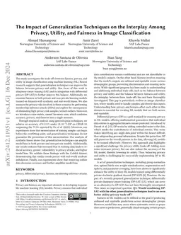 The Impact of Generalization Techniques on the Interplay Among Privacy,
  Utility, and Fairness in Image Classification