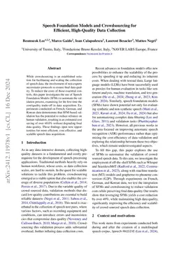Speech Foundation Models and Crowdsourcing for Efficient, High-Quality
  Data Collection